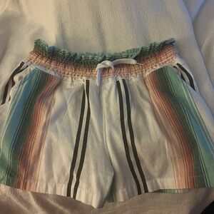 Colorful Striped High Waist Women's Shorts